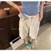 Women's High Waist Color Blocked Denim Shorts Summer Thin Loose Straight Leg Slimming Retro Style Five Point Pants_mkmklike.com