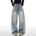 Women's Blue Wide Leg Jeans Loose Straight Leg Pants Versatile Embroidered Plus Size Regular Thickness Autumn Winter Style_mkmklike.com