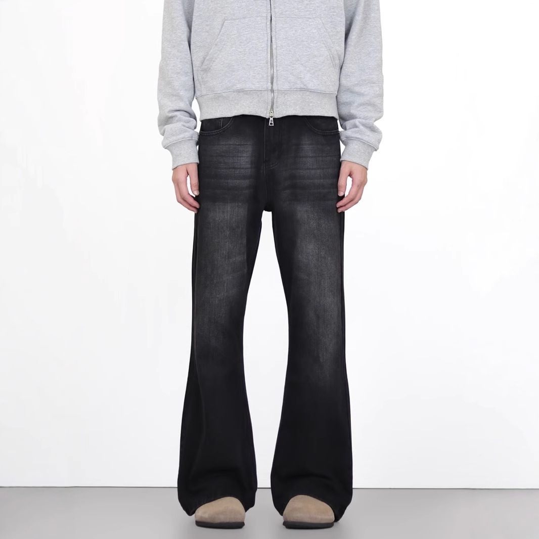 Vintage Washed Flare Jeans – Classic 70s Inspired Bootcut Denim Pants With Cleanfit Silhouette For Men & Women_mkmklike.com