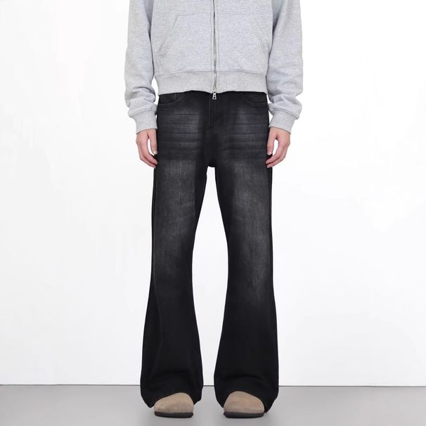 Vintage Washed Flare Jeans – Classic 70s Inspired Bootcut Denim Pants With Cleanfit Silhouette For Men & Women_mkmklike.com