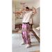 Graffiti Maple Pants Pink Branches Fallen Leaves Camouflage Jeans Men's Spring And Autumn New Loose Straight Casual Long Pants_mkmklike.com