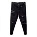 Men's Slim Fit Black Ripped Jeans - Stretch Comfort Denim Pants With Straight Leg & Mid Rise For Casual Wear_mkmklike.com