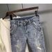 Men's Slim Fit Distressed Cropped Jeans Summer Trendy Versatile Young Fashion_mkmklike.com