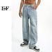 EF JEANS | 2023 New American Basic Versatile Light Blue Retro Wide Leg Loose Jeans Trendy Men_mkmklike.com