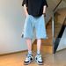 Men's Denim Summer Thin 2021 New Five-Point Brand Ins Korean Style Trendy Mid-Length Shorts_mkmklike.com