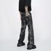 Men's Clothing High Street Washed Zipper Retro Jeans Spring And Summer Design Flared Paint Tie Dye Pants_mkmklike.com