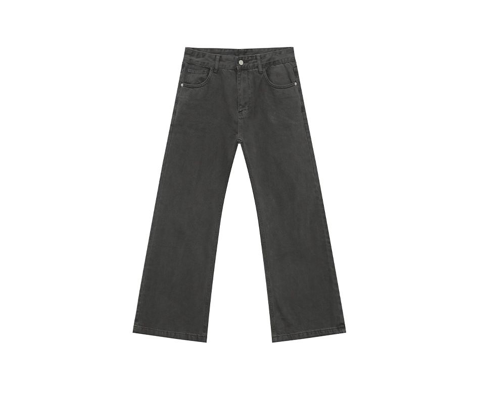 EF JEANS | 2025 Spring New Korean Version Slim-fit Slightly Pulled Solid-color Trousers Black And Gray Washed Jeans For Men And Women_mkmklike.com