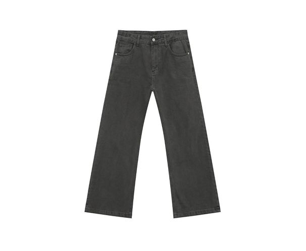 EF JEANS | 2025 Spring New Korean Version Slim-fit Slightly Pulled Solid-color Trousers Black And Gray Washed Jeans For Men And Women_mkmklike.com
