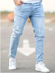 Men's Slim Fit Ripped Jeans - Distressed Denim Pants With Stylish Tears For Urban Streetwear Look_mkmklike.com