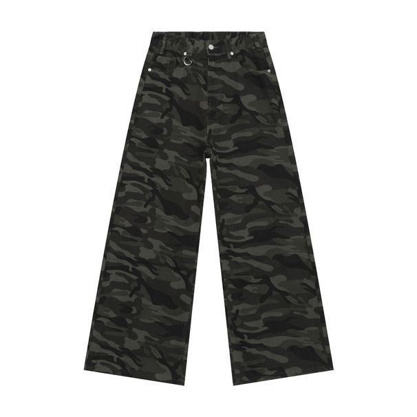 Men's Clothing Autumn Retro High Street Camouflage Straight Wide Leg Jeans_mkmklike.com