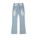 Men's Cleanfit Straight Slight Flare Blue Jeans - Slim Fit, Vintage Wash, High Street Vibe_mkmklike.com