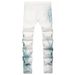 Men's Hand-Painted Streetwear Jeans | Slim-Fit Mid-Rise Denim Pants With Artistic Wash_mkmklike.com