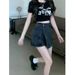 K Irregular Denim Skirt, Women's High Waisted A-line Half Skirt, Spicy Girl Retro Slimming And Hip Hugging Short Skirt_mkmklike.com