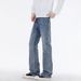 Retro Blue Jeans For Men, Autumn Style, American High Street, Loose Straight Leg, Whiskering Texture, Washed, Versatile Trousers._mkmklike.com