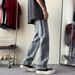 Trendy Brand Retro Printing Ripped Jeans Men's Spring And Autumn American Vibe Pants Ruffian Handsome Loose High Street Straight Trousers_mkmklike.com