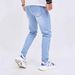 Men's Slim Fit Stretch Denim Jeans Light Blue Skinny Midweight Polyester Jeans Simple Design Mid Waist_mkmklike.com