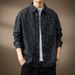 Men's Clothing Retro Jacquard Denim Shirt Loose Large Size Striped Washed Jacket Coat_mkmklike.com