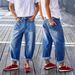 Stretch Casual Cropped Jeans Banana Style for Women Spring Autumn Summer Regular Fit Cotton Solid Color Y2K Trend_mkmklike.com