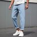 Men's Clothing Slim Fit Straight Leg Jeans Tapered Casual Cropped Length Versatile Small Straight Leg_mkmklike.com