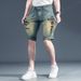 Men's Embroidered Distressed Denim Shorts Vintage Washed Straight Fit Casual Streetwear Summer Color 712 Sizes 28 38_mkmklike.com