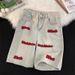 Men's American Style High Street Embroidered Denim Shorts Straight Leg Fashionable Design Petite Fit 2026 Style_mkmklike.com
