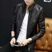 Men's Clothing Autumn and Winter Men's PU Leather Jacket Men's Thin Casual Men's Jacket Stand Collar Slim Leather Jacket Youth_mkmklike.com