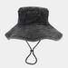 Hot Sale 2024 Solid Colors Cowboy Bucket Hat with String Denim Beach Sun Hats for Women Outdoor Hiking Bob Panama Summer_mkmklike.com