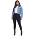 Women's Clothing Denim Jacket Fashion Ripped Tops Washed And Cut Denim Jacket_mkmklike.com