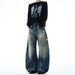 Men's Clothing Chinese Style Retro Washed Ink Splatter Curved Jeans Men's Spring And Autumn New Style Loose Wide Leg Long Pants_mkmklike.com