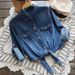 Women's Clothing Pastoral Spring And Summer Mid Sleeve Small Waistcoat Short Jacket Washed Denim Shirt Women's Plus Size Tie Knot_mkmklike.com