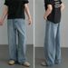 Men's Clothing Vintage Washed Denim Jeans For Men - Retro Loose Fit Straight Leg Distressed Casual Trousers_mkmklike.com