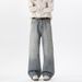 American Retro Washed Gradient Straight-leg Jeans Men, Autumn And Winter, Plus Size, Extended Length For Tall_mkmklike.com