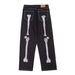 Men's Dark Skeleton Print Jeans – Trendy Loose Fit Wide Leg Straight Denim Pants With Edgy Streetwear Design_mkmklike.com