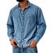 Pulse 2025 Spring New Cross-Border European And Men's Turn-Down Collar Denim American Workwear Vintage Washed Shirt_mkmklike.com