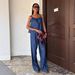 Women's Vintage Denim Tank Top + High Waist Straight Leg Pants Set – Retro Casual Outfit_mkmklike.com