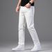 White Jeans Men's Trendy Straight Leg Loose Casual Long Pants Summer New Thin Elastic Business Outfit_mkmklike.com