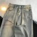 Men's Trendy Distressed Denim Jeans High Street Hip Hop Straight Leg Loose Casual Pants_mkmklike.com
