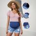 Voya Popular Women's Clothing Items: Pregnant Women's Ripped Denim Shorts, Abdominal Support Pants, Mid Waist Elastic Casual Slimming Jeans_mkmklike.com