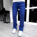 New Street Men's Jeans Fashionable Trendy Straight Leg Trousers Micro Flared Tassel Patch Pants_mkmklike.com