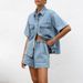 Women's Clothing Summer Women's Casual Loose Pocket Short Sleeved Shirt Shorts Denim Two Piece Suit_mkmklike.com