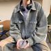 Ripped Denim Men Spring Autumn Trendy Cool High-end American Retro Workwear Jacket Casual Top_mkmklike.com