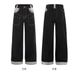 Reverse-Wear Design Sense Niche Straight-Leg Denim Trendy Men's Snake Pattern Color-Block Cuffed Cargo Pants_mkmklike.com