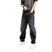 Men's Retro Washed Jeans Casual Loose Fit Straight Leg Distressed Mid Waist Long Pants_mkmklike.com