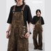 Pure Free-Range Culture Leopard Print Overalls Wom Summer Small Size Workwear Design Straight Wide-Leg Dim Jumpsuit For_mkmklike.com