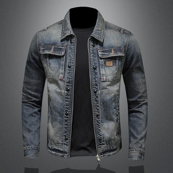 Autumn Motorcycle Fashion Denim Jacket Trend Korean Men's Slim Jacket Workwear Retro Casual Handsome_mkmklike.com