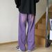 American Retro Purple Jeans Washed And Old Loose Straight Wide Legs Piled Large Size Trousers_mkmklike.com