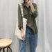 Chicco Tencel Long Sleeve Shirt Vintage Thin Loose Slimming Plus Size Denim Top Women Army Green Versatile_mkmklike.com