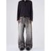 Retro Streetwear Distressed Jeans – Vintage Washed Wide-Leg Denim With Artistic Whiskering & Splatter Effect, Unisex Relaxed Fit_mkmklike.com