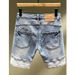 Men's Summer Slim Fit Denim Shorts Korean Style Trendy Ripped Casual Five Point Brand Pants_mkmklike.com