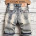 Men's Clothing Retro Distressed Denim Shorts Men's Trendy Brand Ins Motorcycle Washed Casual Stretch Shorts Zipper Decorated Shorts_mkmklike.com